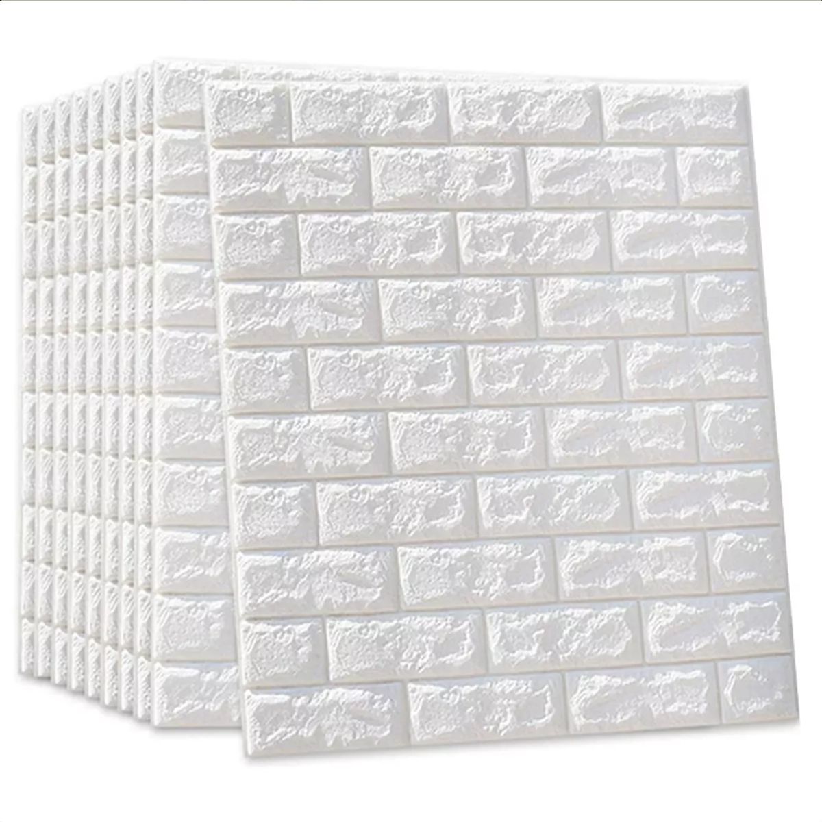 SUPERCENTER - Pack 10 Laminas Papel Mural 3d Ladrillo Pared Blanco 77x70cm