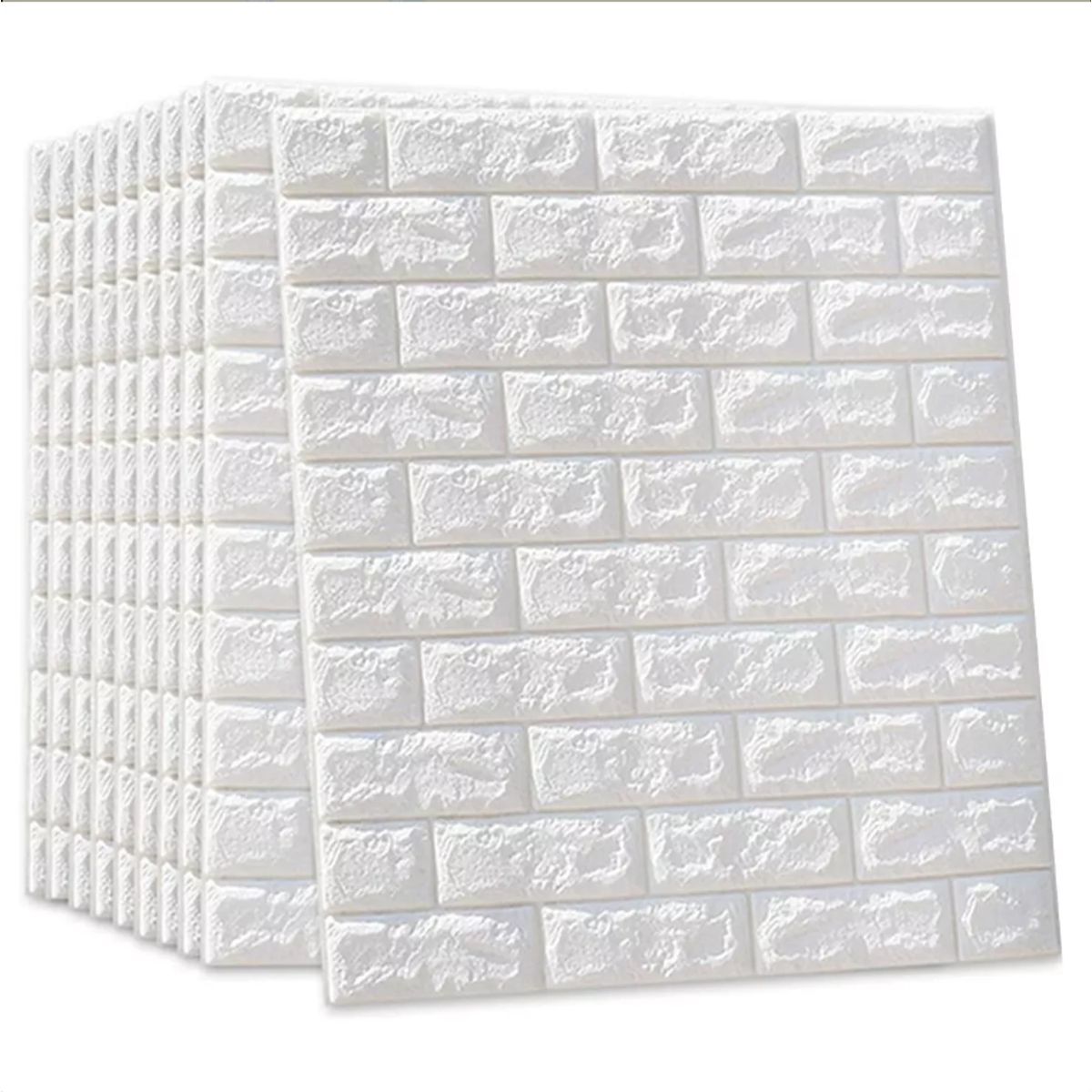 SUPERCENTER - Pack 10 Laminas Papel Mural 3d Ladrillo Pared Blanco 77x70cm