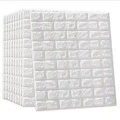 SUPERCENTER - Pack 10 Laminas Papel Mural 3d Ladrillo Pared Blanco 77x70cm
