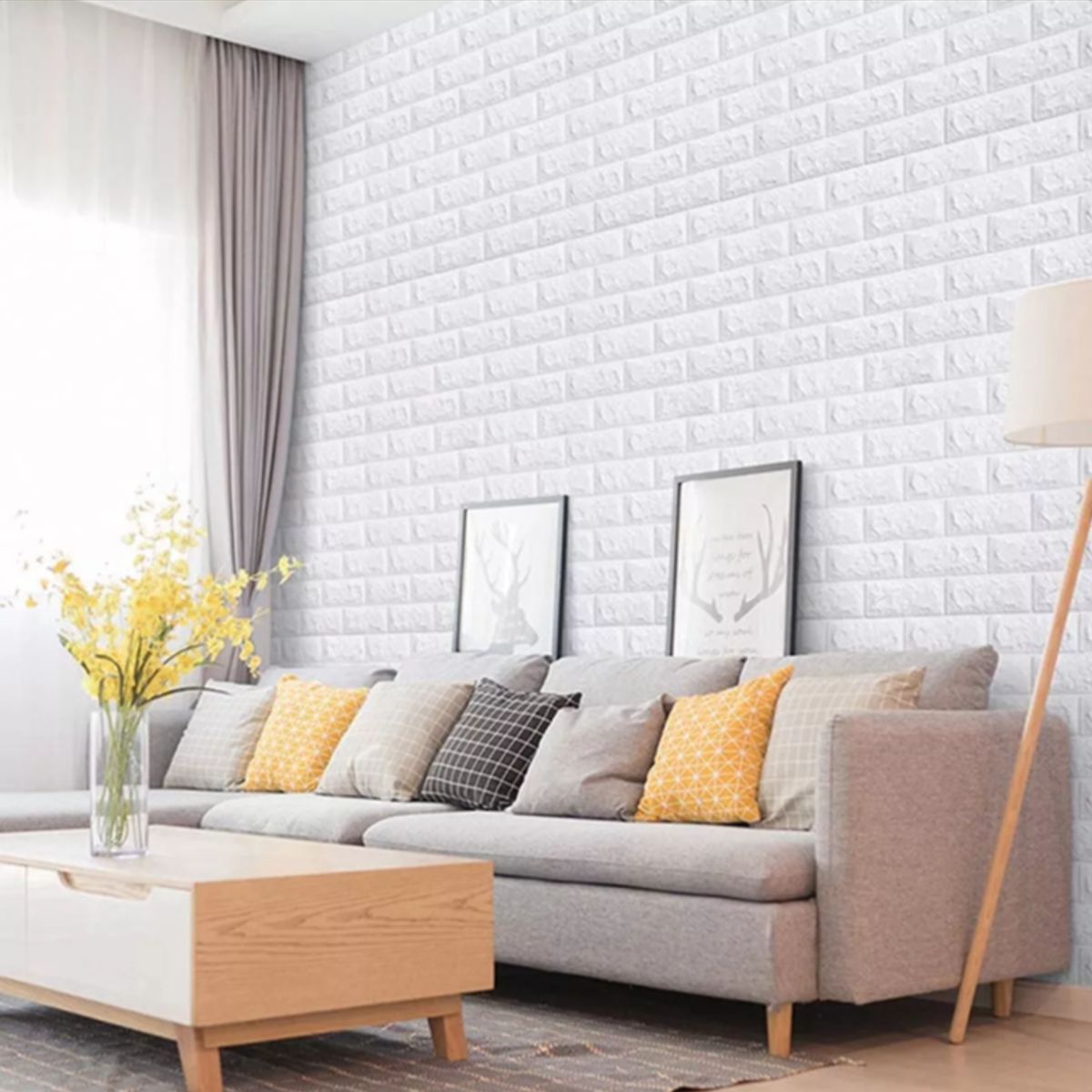 SUPERCENTER - Pack 10 Laminas Papel Mural 3d Ladrillo Pared Blanco 77x70cm