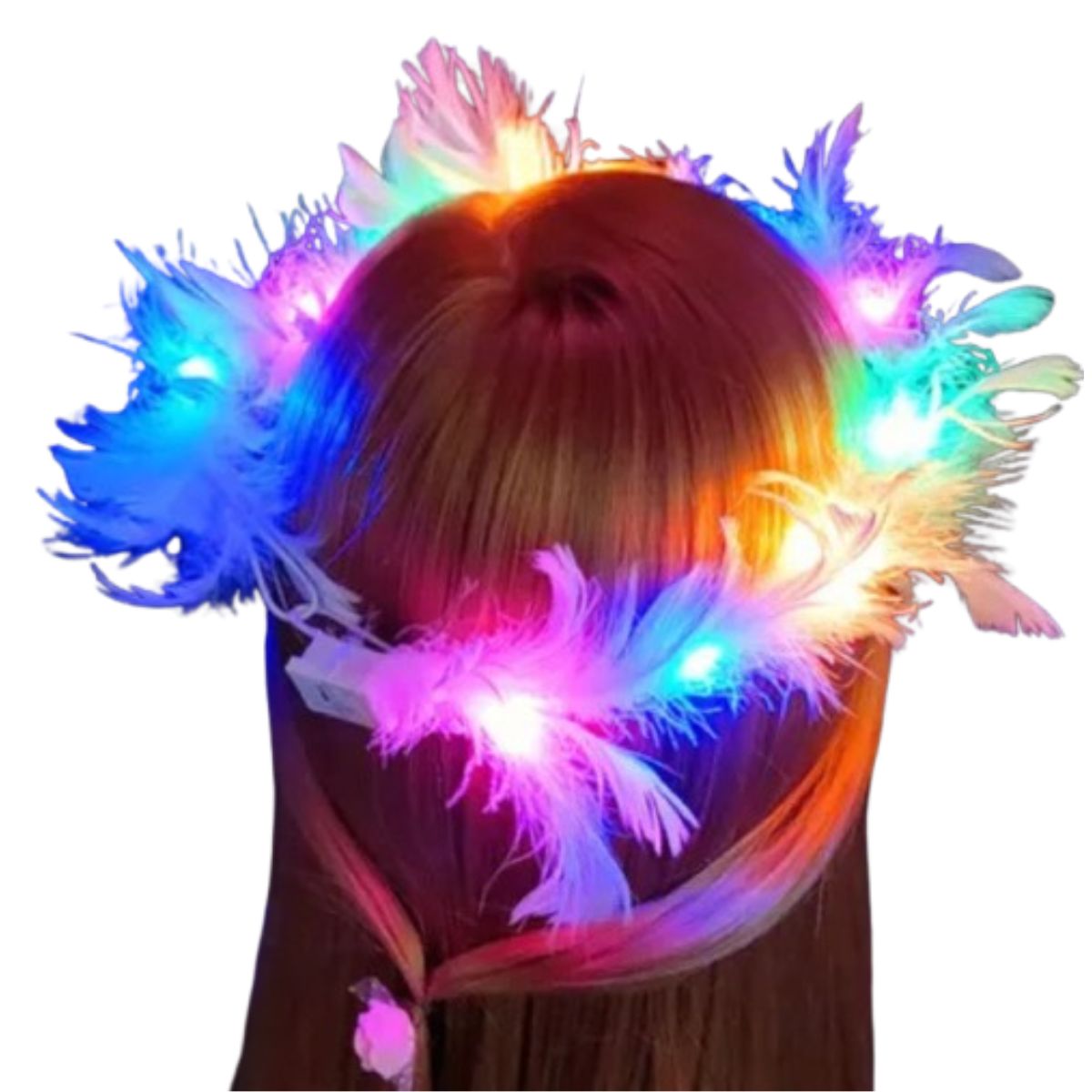 GENERICO - Corona de Plumas Luces LED