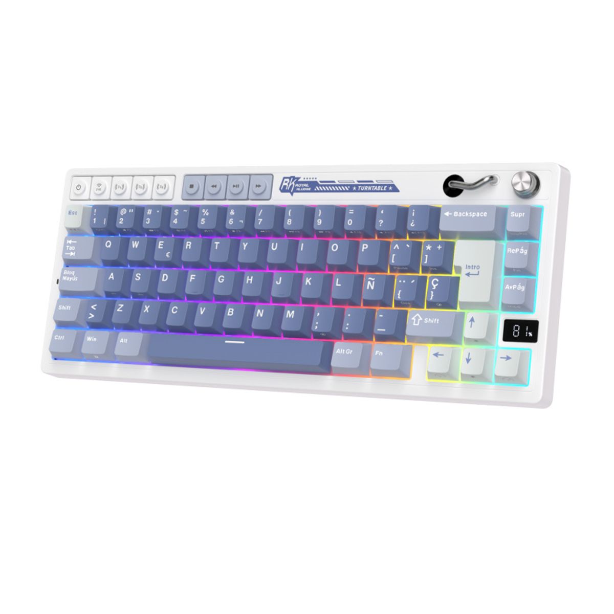ROYAL KLUDGE - Teclado Mecánico Inalámbrico Español Royal Kludge RKM65 Azul Océano