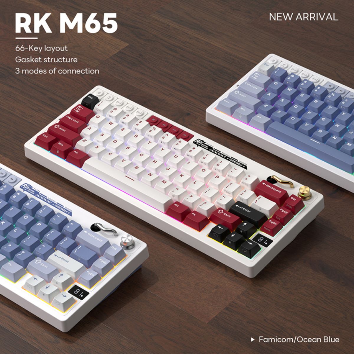 ROYAL KLUDGE - Teclado Mecánico Inalámbrico Español Royal Kludge RKM65 Azul Océano