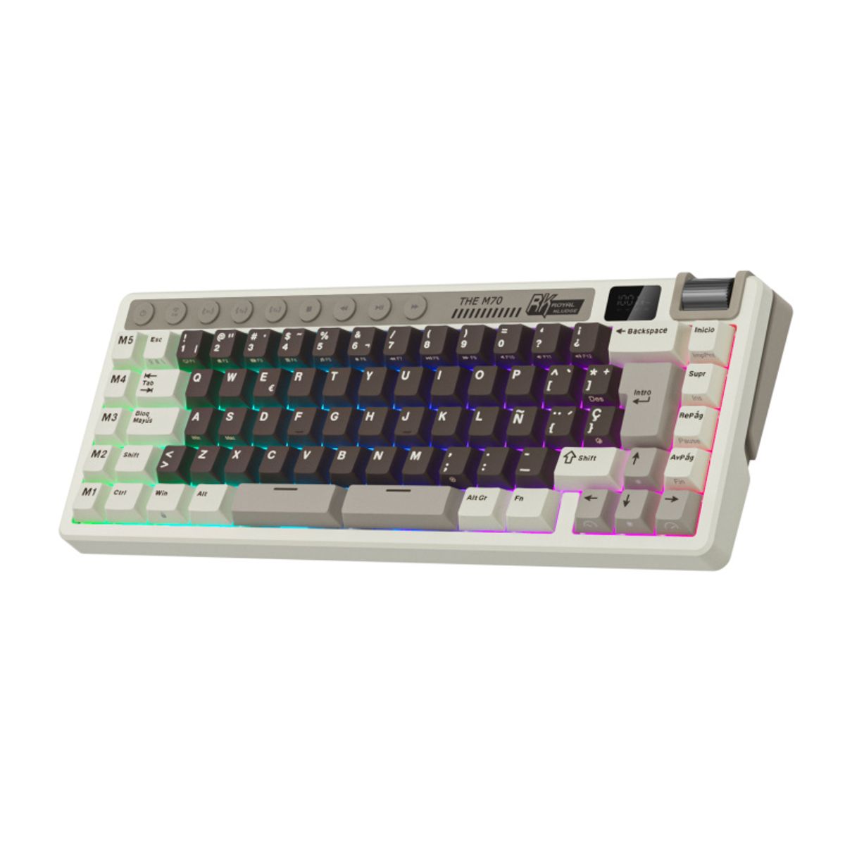 ROYAL KLUDGE - Teclado Mecánico Inalámbrico Español Royal Kludge M70 Verde Palma-