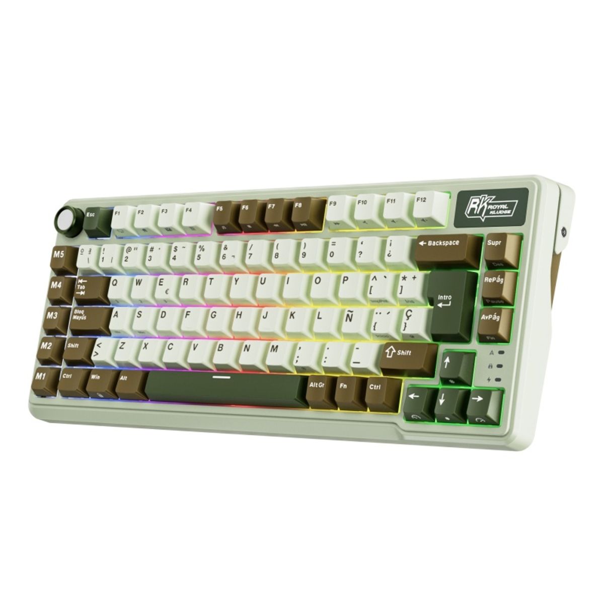 ROYAL KLUDGE - Teclado Mecánico Inalámbrico Español Royal Kludge RKL75 Verde Palma-.