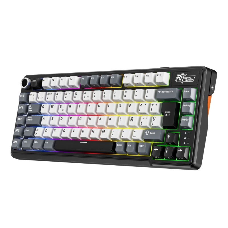ROYAL KLUDGE - Teclado Mecánico Inalámbrico Español Royal Kludge RKL75 Caballero Negro