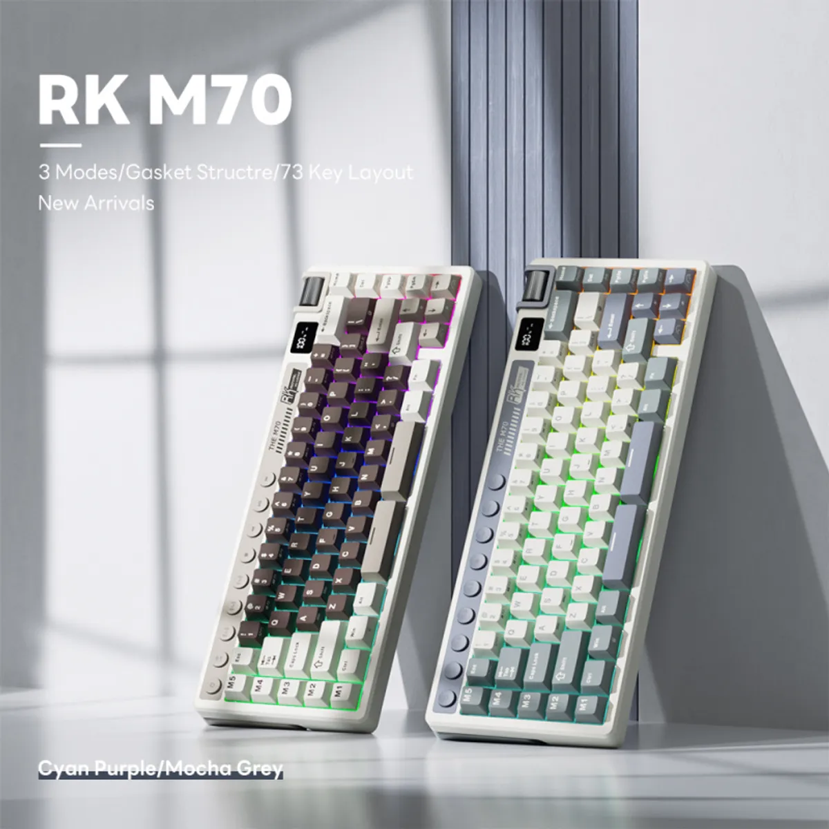 ROYAL KLUDGE - Teclado Mecánico Inalámbrico Español Royal Kludge M70 Púrpura Cian-