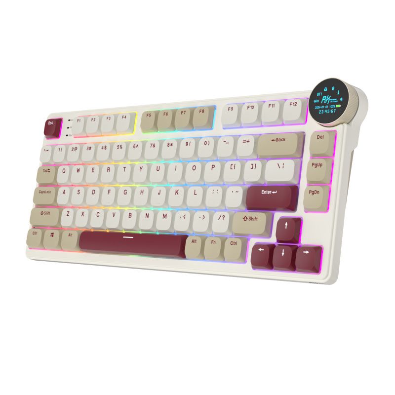 ROYAL KLUDGE - Teclado Mecánico Inalámbrico Español Royal Kludge N80 Nubes Rosadas