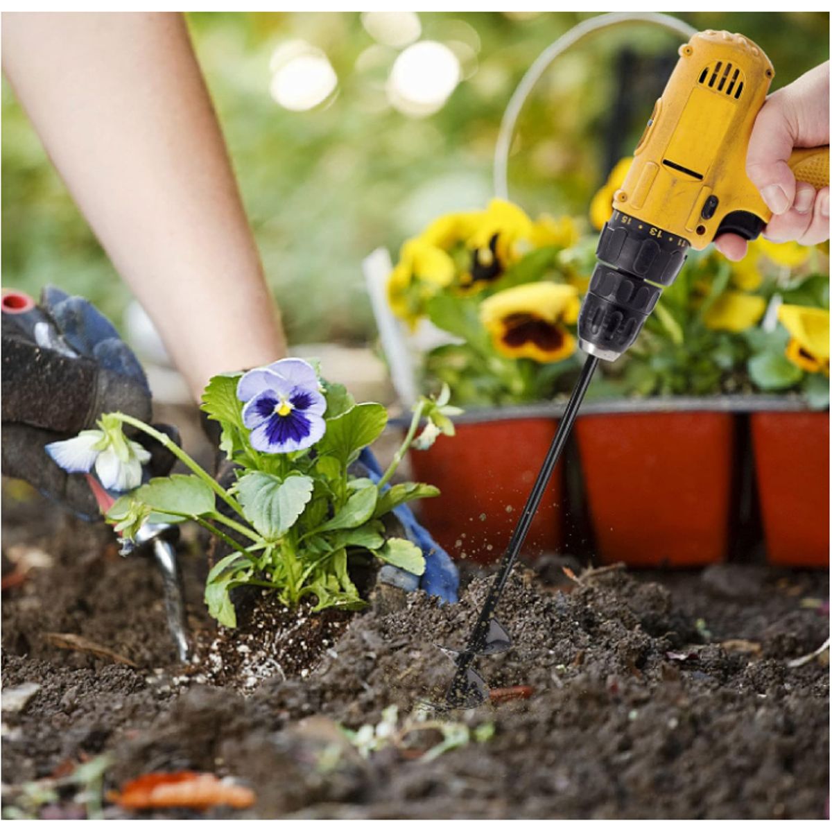 KUANGYE - Broca Ahoyador Plantar Jardín Para Taladro Común 5×60cm