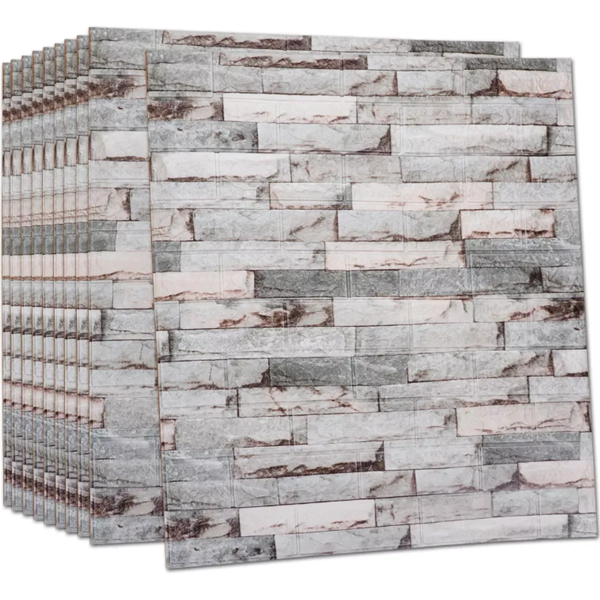 SUPERCENTER - Pack 10 Laminas Papel Mural 3d Ladrillo Pared Cian 77x70cm