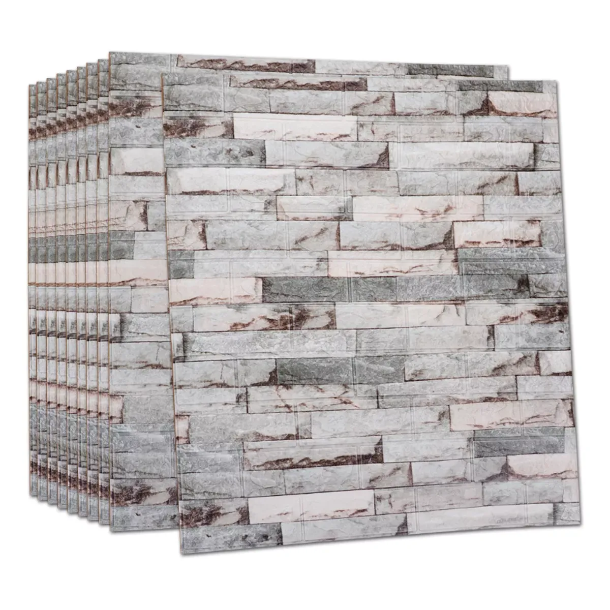 SUPERCENTER - Pack 10 Laminas Papel Mural 3d Ladrillo Pared Cian 77x70cm