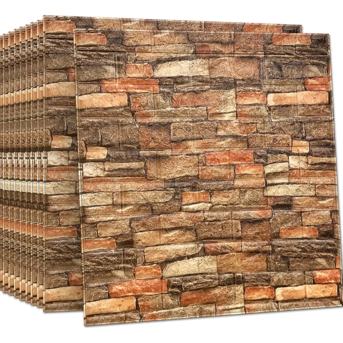 SUPERCENTER - Pack 10 Laminas Papel Mural 3d Ladrillo Pared Roca 77x70cm