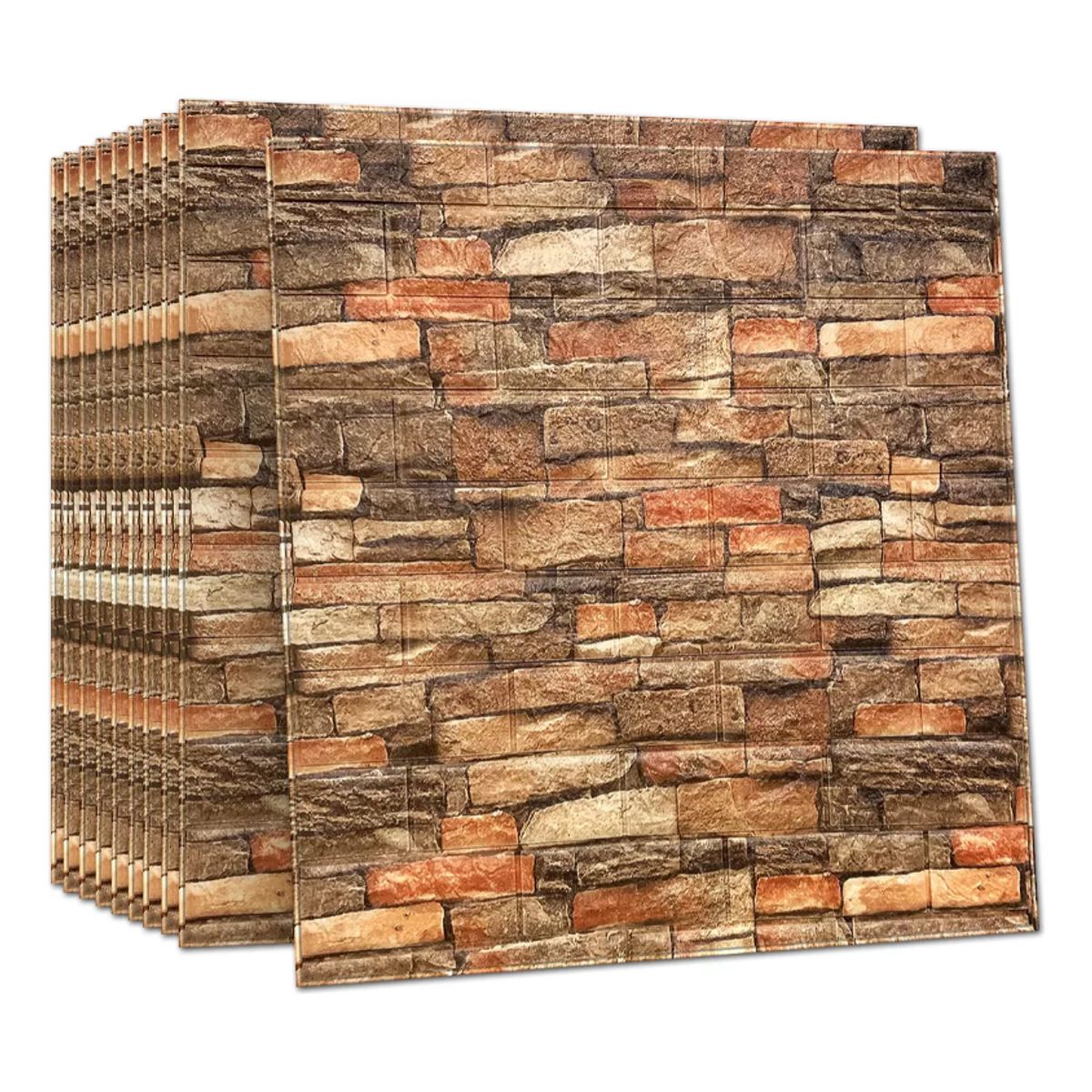 SUPERCENTER - Pack 10 Laminas Papel Mural 3d Ladrillo Pared Roca 77x70cm