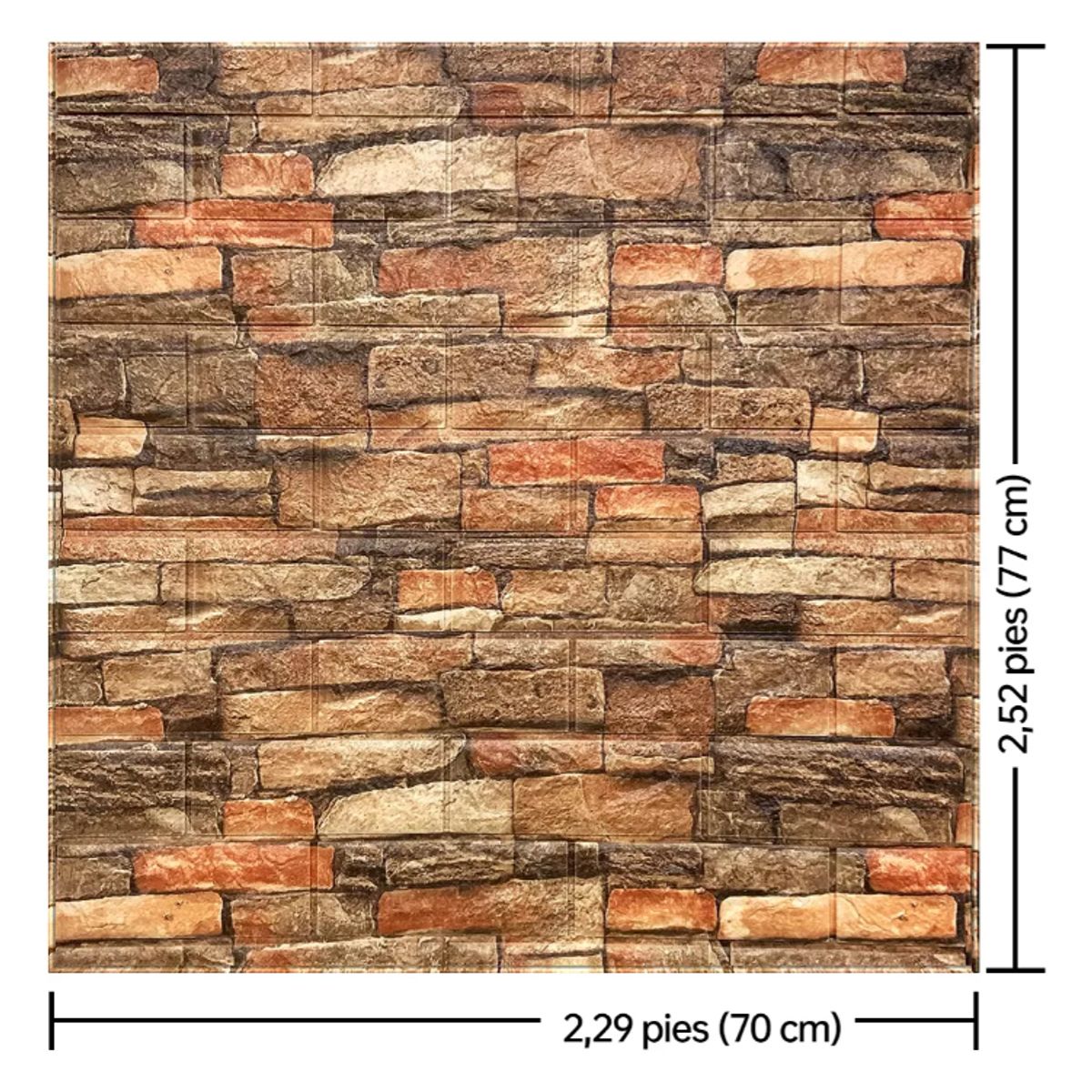 SUPERCENTER - Pack 10 Laminas Papel Mural 3d Ladrillo Pared Roca 77x70cm