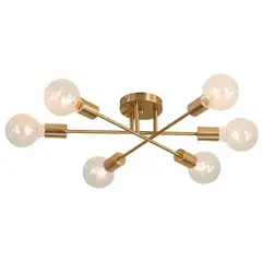RENVMEXY - Lámpara de techo vintage 6E27 Oro