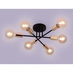 RENVMEXY - LáMpara De Techo Moderna De 6 Luces De Metal E27 Dorado Negro
