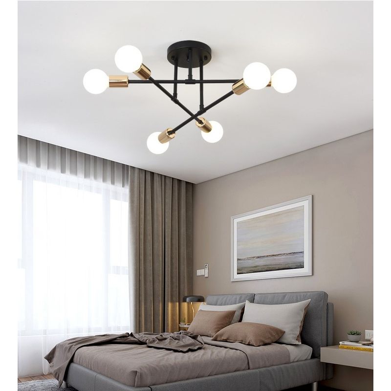 RENVMEXY - Lámpara de techo nórdica moderna para sala de estar Negro dorado