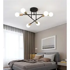 RENVMEXY - Lámpara de techo nórdica moderna para sala de estar Negro dorado