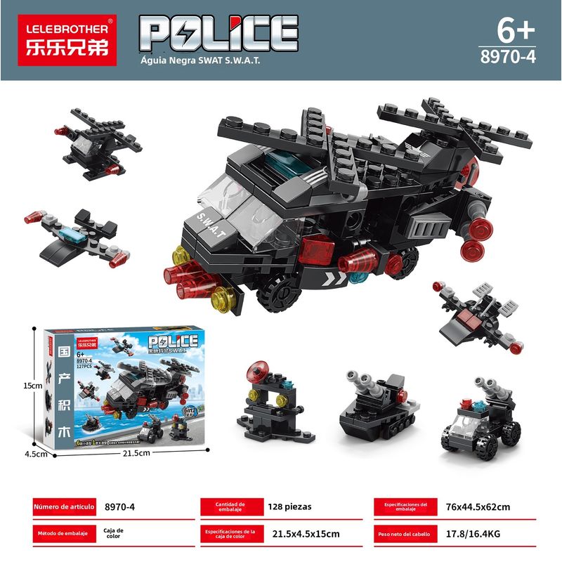 TIOZONEY - Juguete para Niños Helicóptero Negro Armable