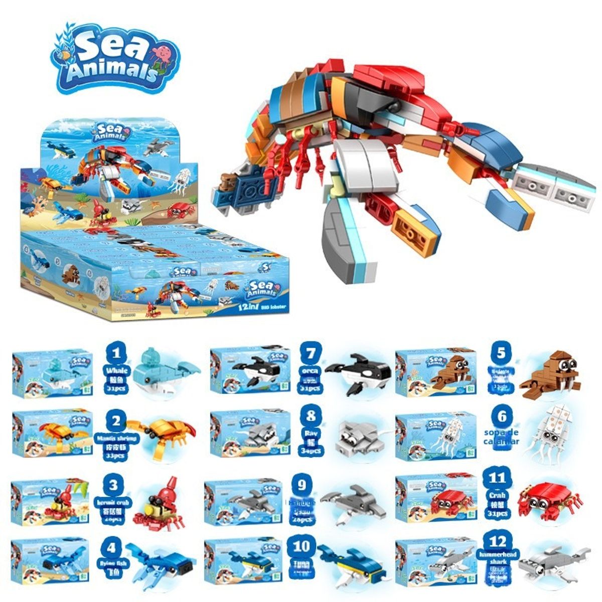 TIOZONEY - Juguete Para Niños Set de Animales Acuáticos Armables