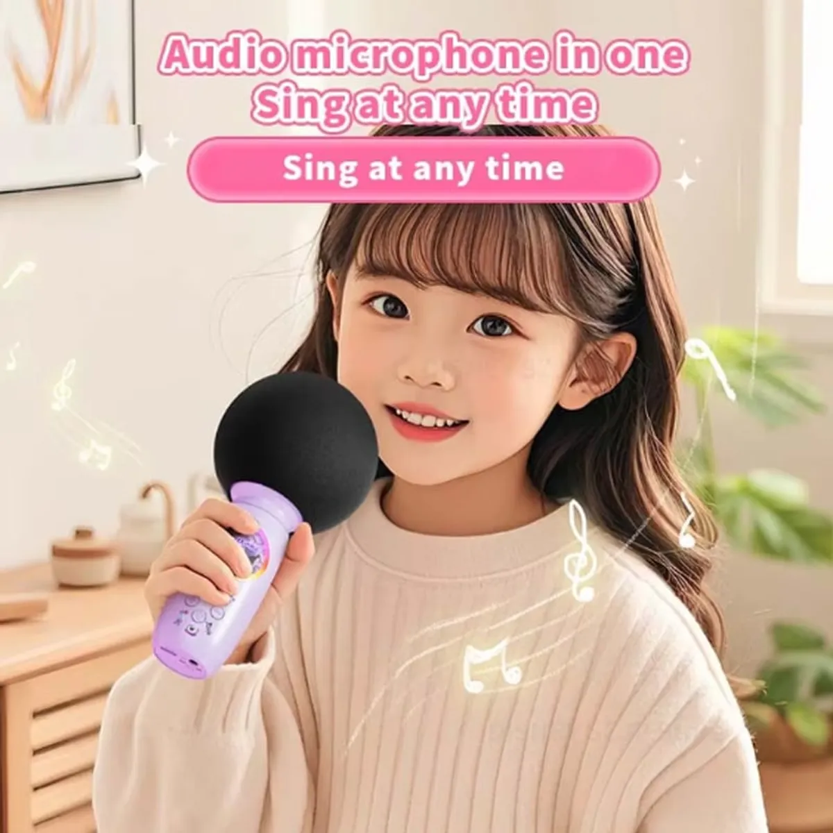 BRO TOUMI - KUROMI microphones 2 IN 1 LED charging BT karaoke speaker- Morado