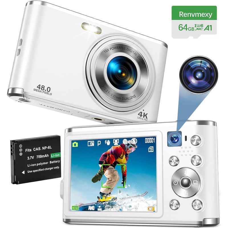 RENVMEXY - Cámaras digitales Doble 48MP RENVMEXY DC306L 64GB Plata