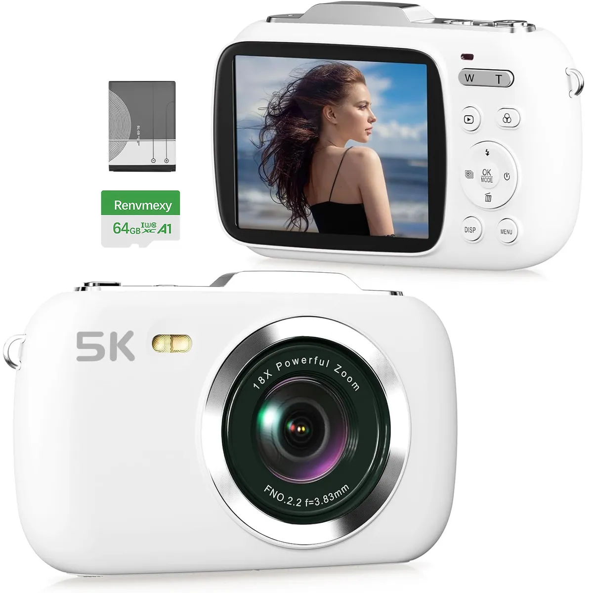 RENVMEXY - Cámara Digital 5K 64MP Renvmexy G7 Blanco 64GB