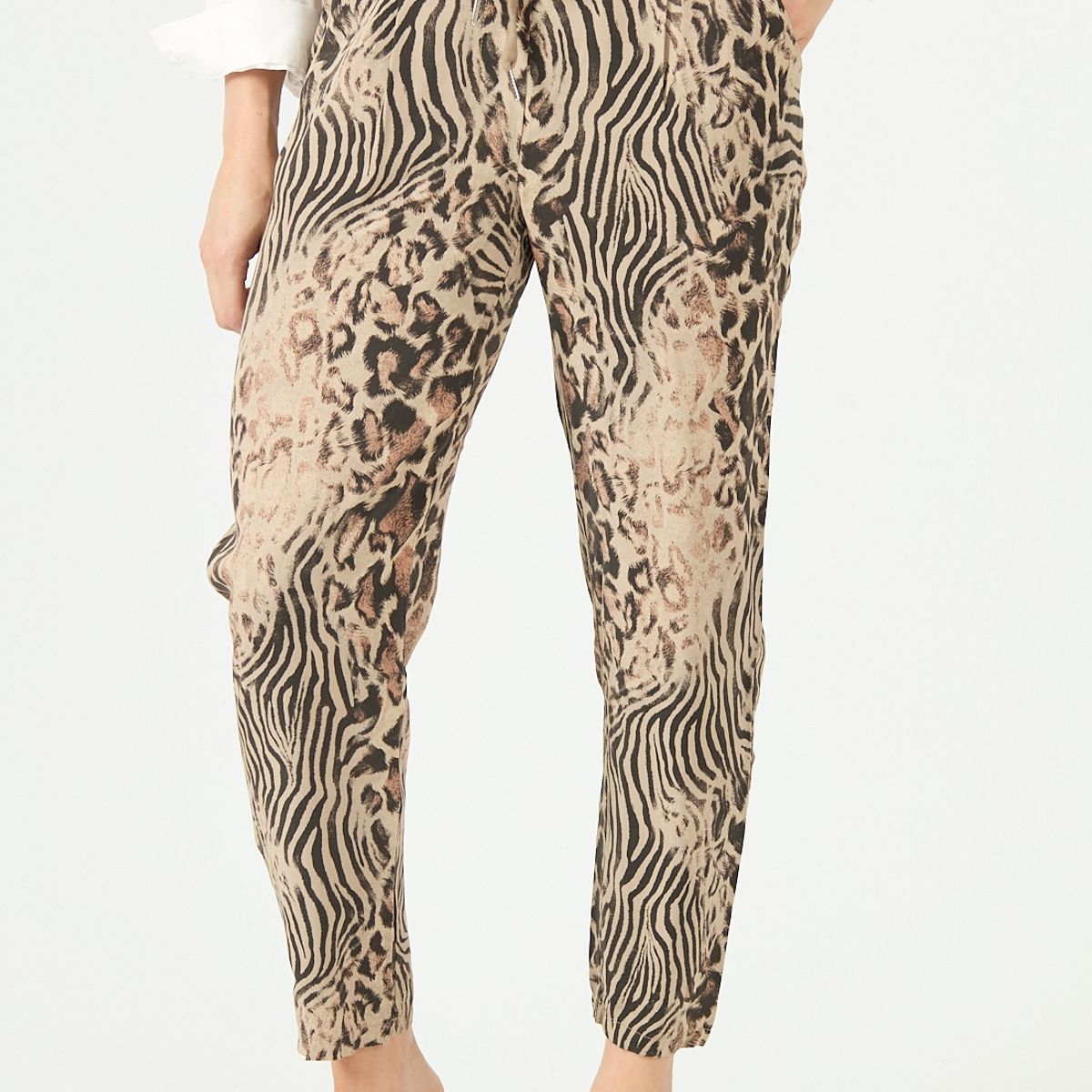 PRIVILEGE - Pantalon de lyocell straight beige estampado 2264