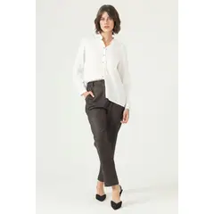 PRIVILEGE - Pantalon straight cafe 2617 - Café
