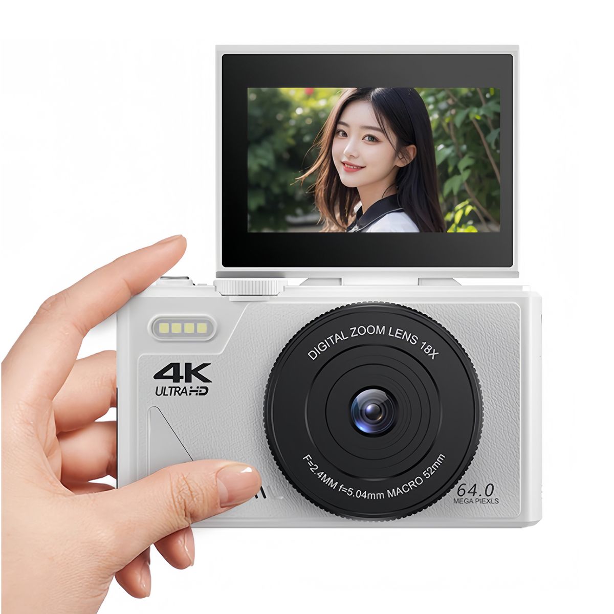 RENVMEXY - Cámara digital WIFI  6400W RENVMEXY W1 64GB Blanco