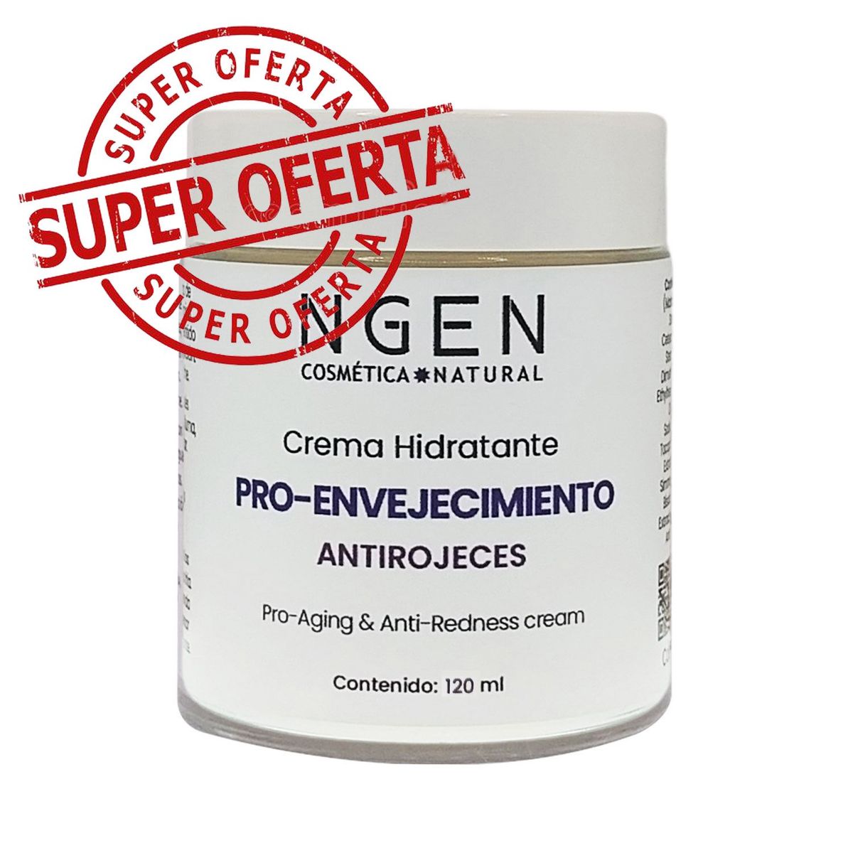 COSMETICA NATURAL NGEN - Crema Proenvejecimiento Antirojeces Natural 120 ml