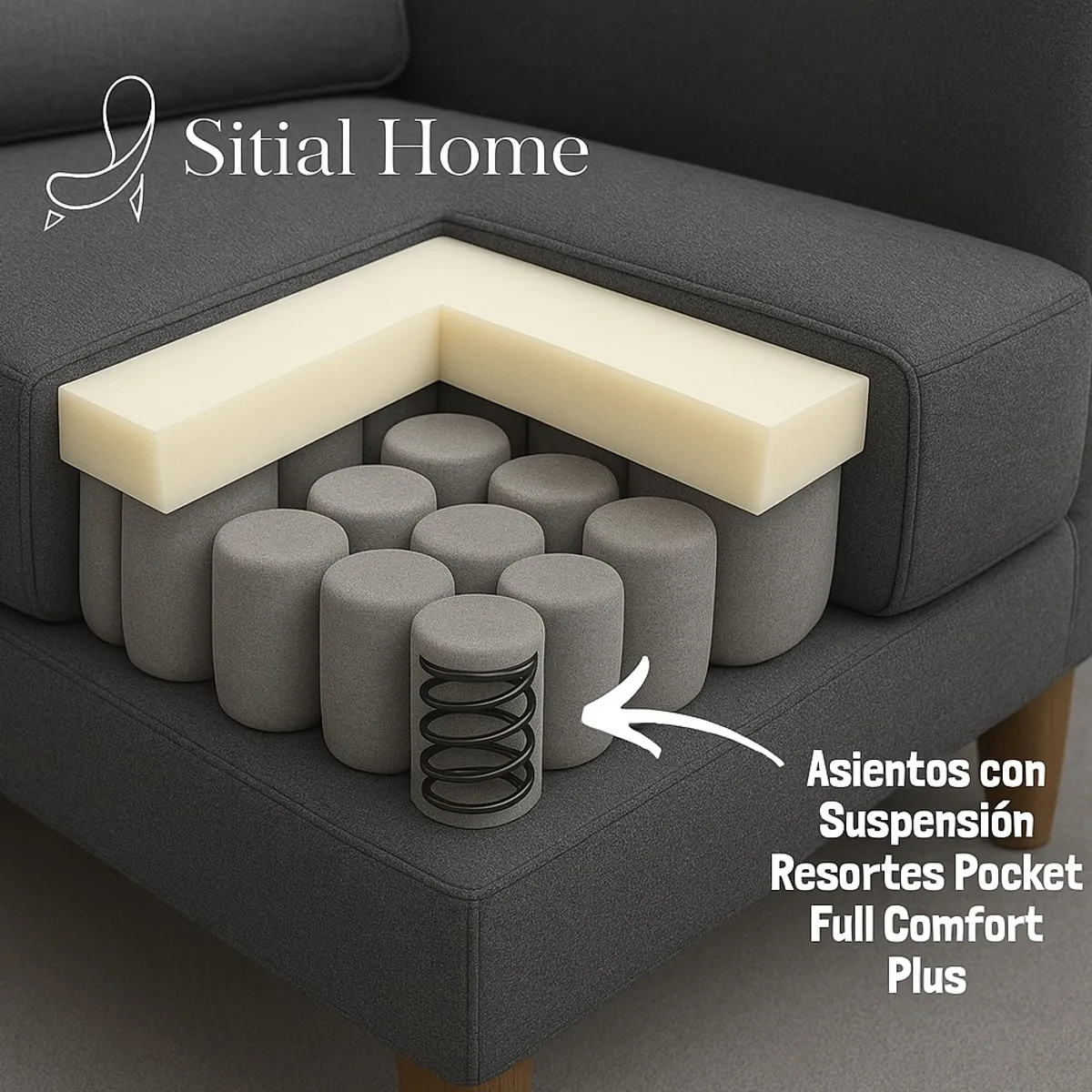 SITIAL HOME - Living 311 Matilda Marengo Seccional + 2 Poltronas resortes f comfort