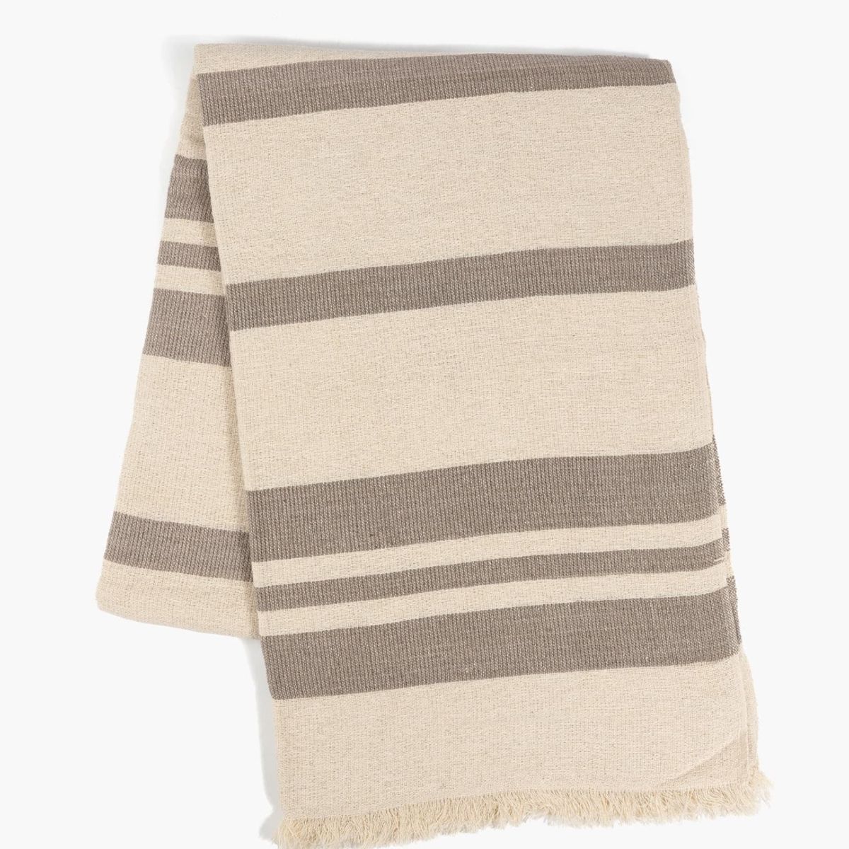 LOUNGE - Manta Algodón Textura Flecos Beige LOUNGE