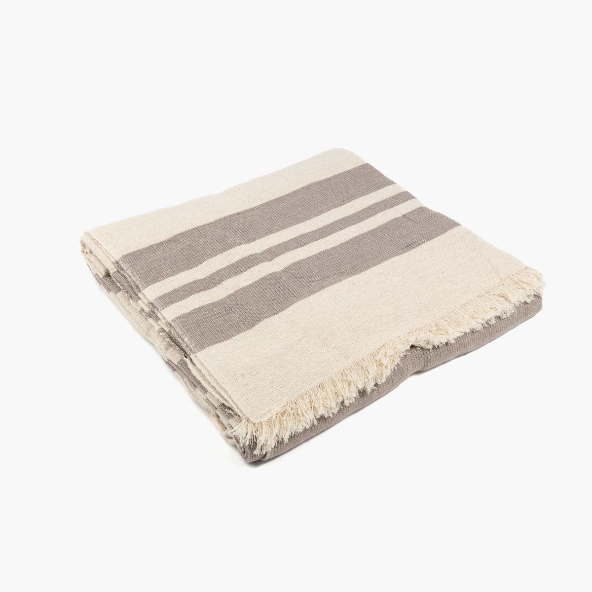 LOUNGE - Manta Algodón Textura Flecos Beige LOUNGE