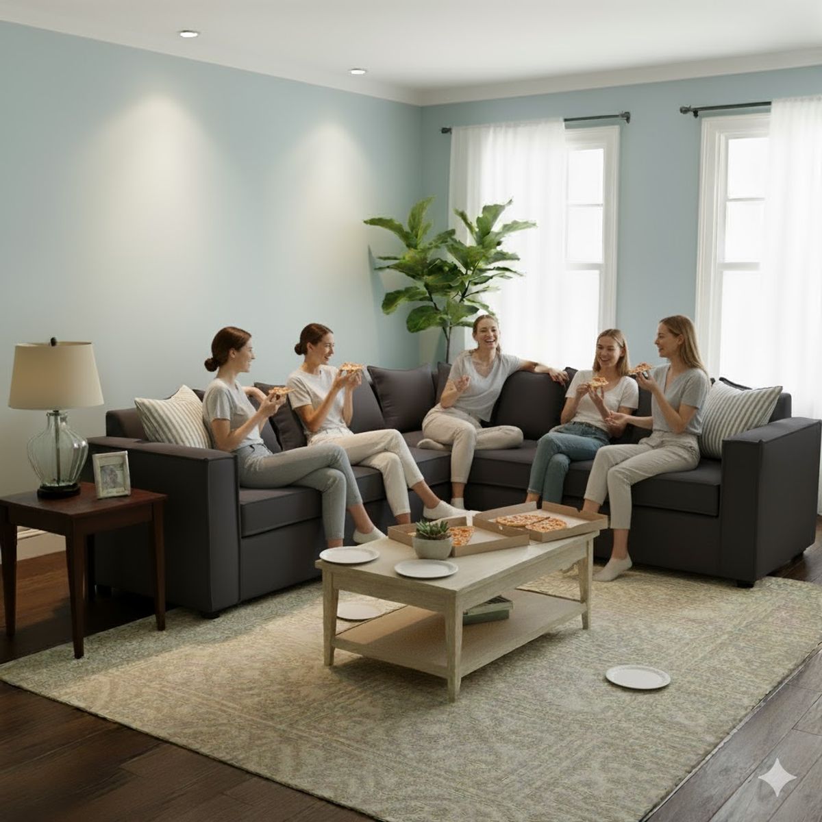 SITIAL HOME - Secccional Emilia 6 cuerpos marengo resortes pocket full comfort plus