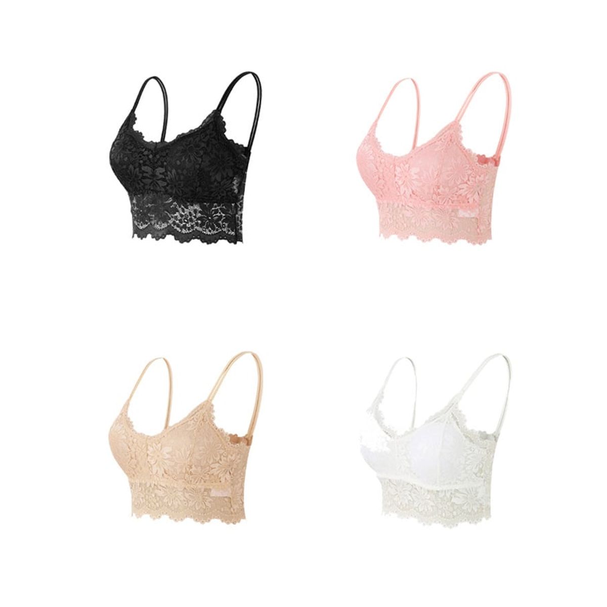 TIOZONEY - Pack 4 Sostenes Push Up Encaje Con Soft Microfibra Mujer Sexy