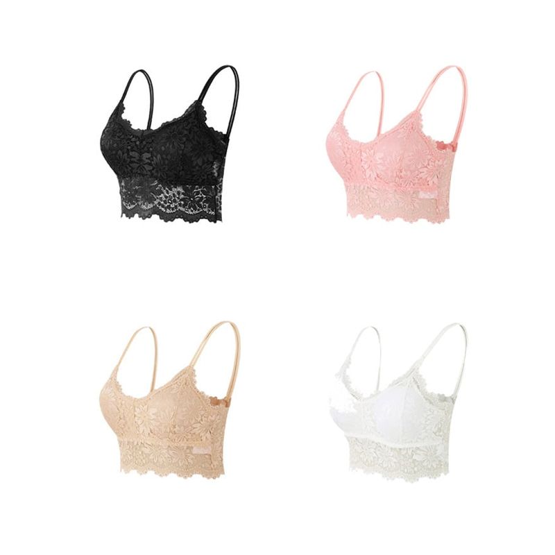 TIOZONEY - Pack 4 Sostenes Push Up Encaje Con Soft Microfibra Mujer Sexy