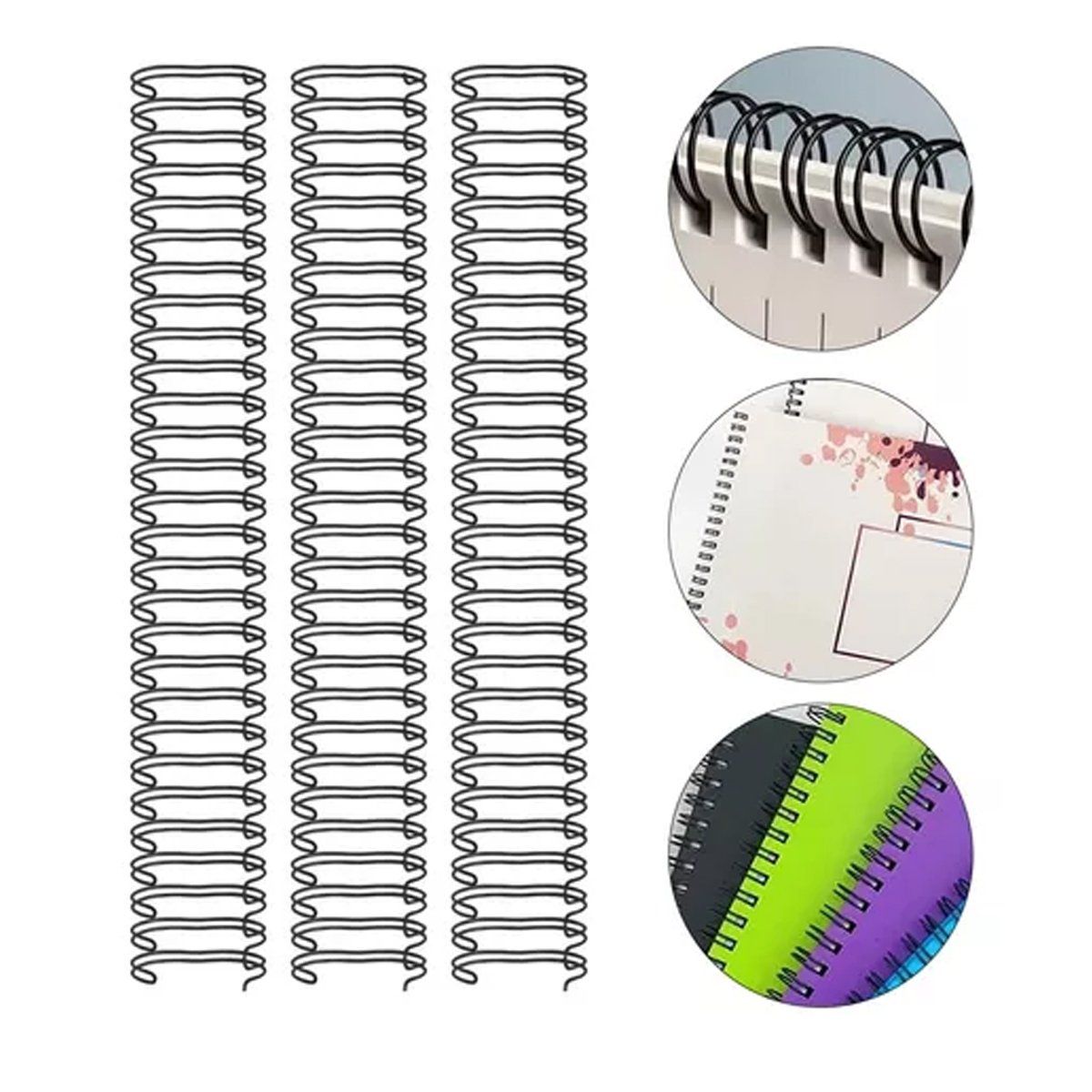 GENERICO - Color Negro Espirales Metálicos 25mm 2:1 Doble Cero 10 Unid