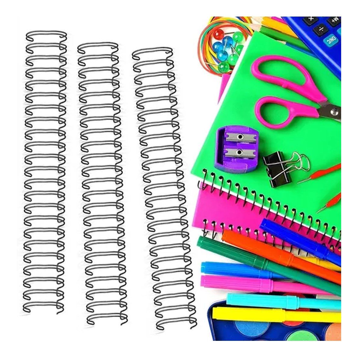 GENERICO - Color Negro Espirales Metálicos 25mm 2:1 Doble Cero 10 Unid