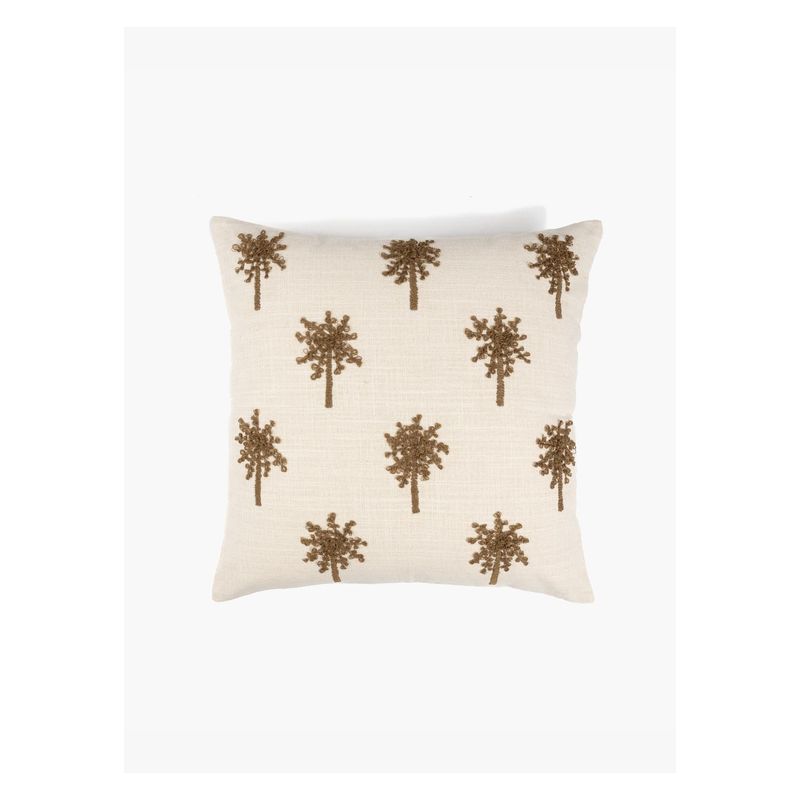 LOUNGE - Cojín Algodón Palmeras Bordadas Beige LOUNGE