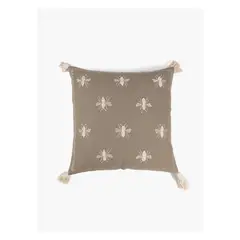 LOUNGE - Cojín Algodón Abejas Bordadas Taupe