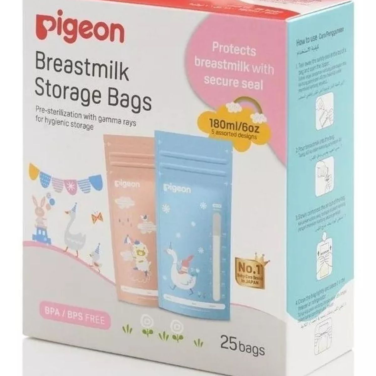 PIGEON - Bolsas Para Almacenar Leche Materna Pigeon - 180ml - 25uds