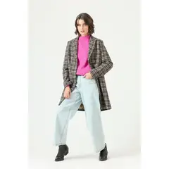 PRIVILEGE - Abrigo con wool blend gris cuadros 2726 - Gris