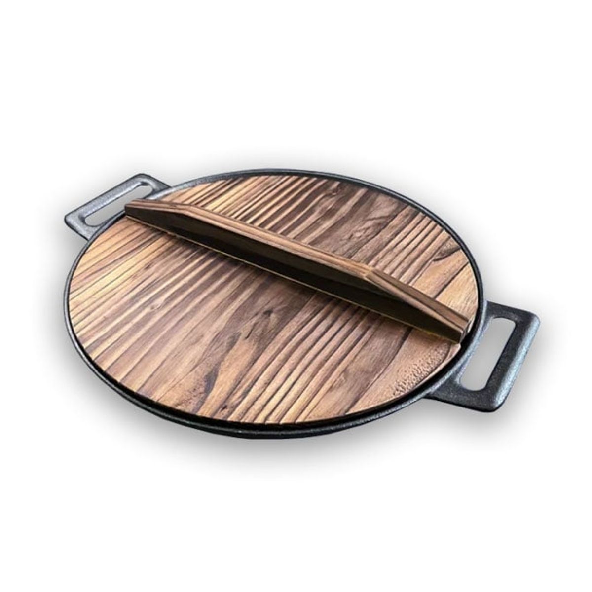 MRW - Wok Fierro Fundido 30cm + Tapa Madera Para Parrilla