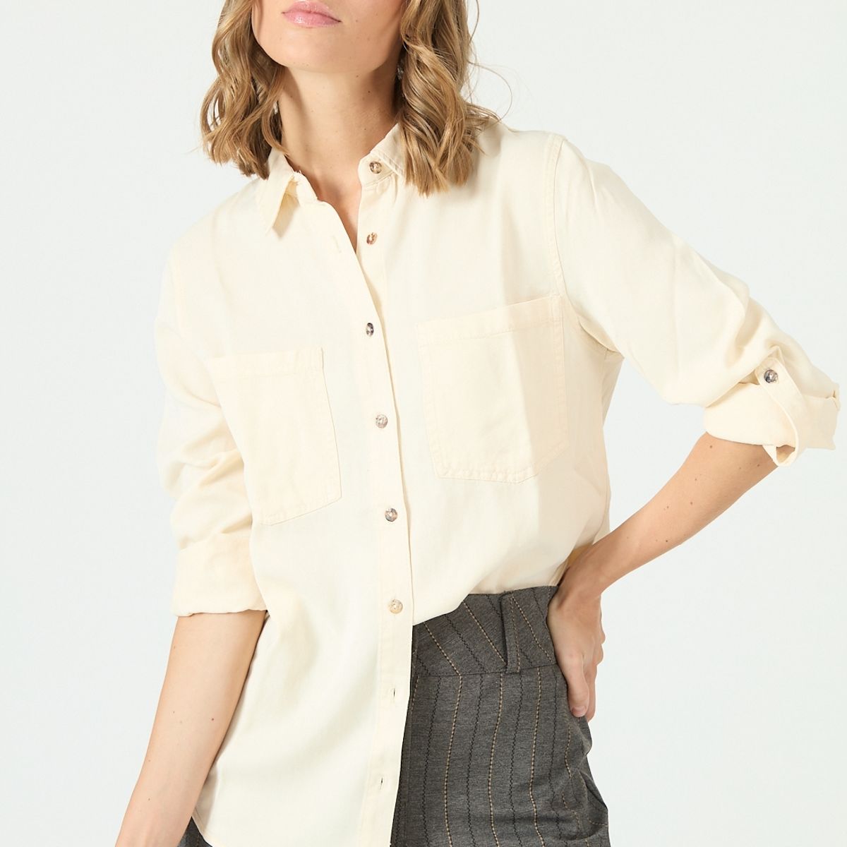 PRIVILEGE - Blusa de lyocell crudo 2176