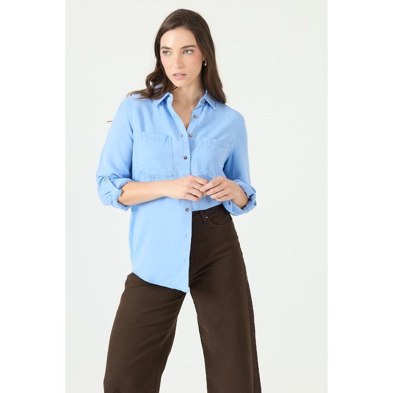 PRIVILEGE - Blusa de lyocell celeste PRIVILEGE 2175 - Celeste