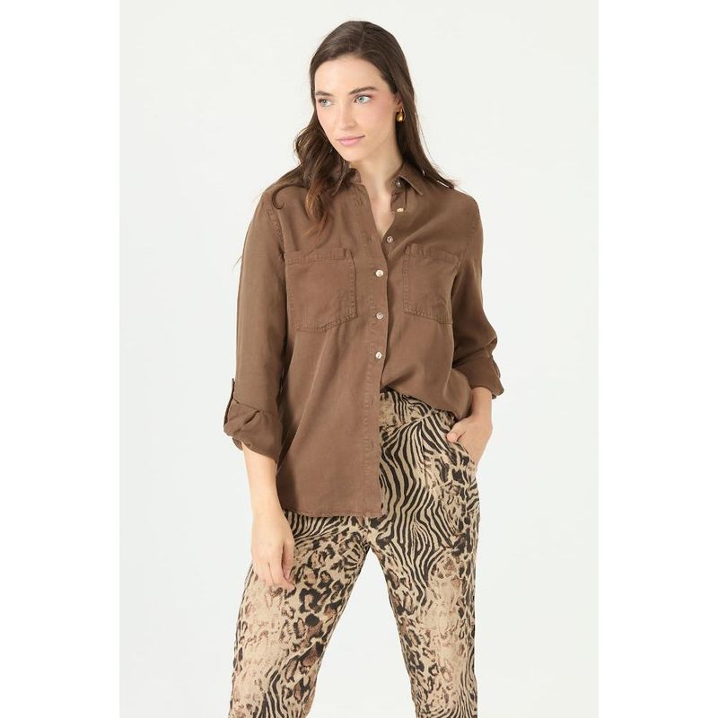 PRIVILEGE - Blusa de lyocell cafe moro PRIVILEGE 2177 - Café Oscuro