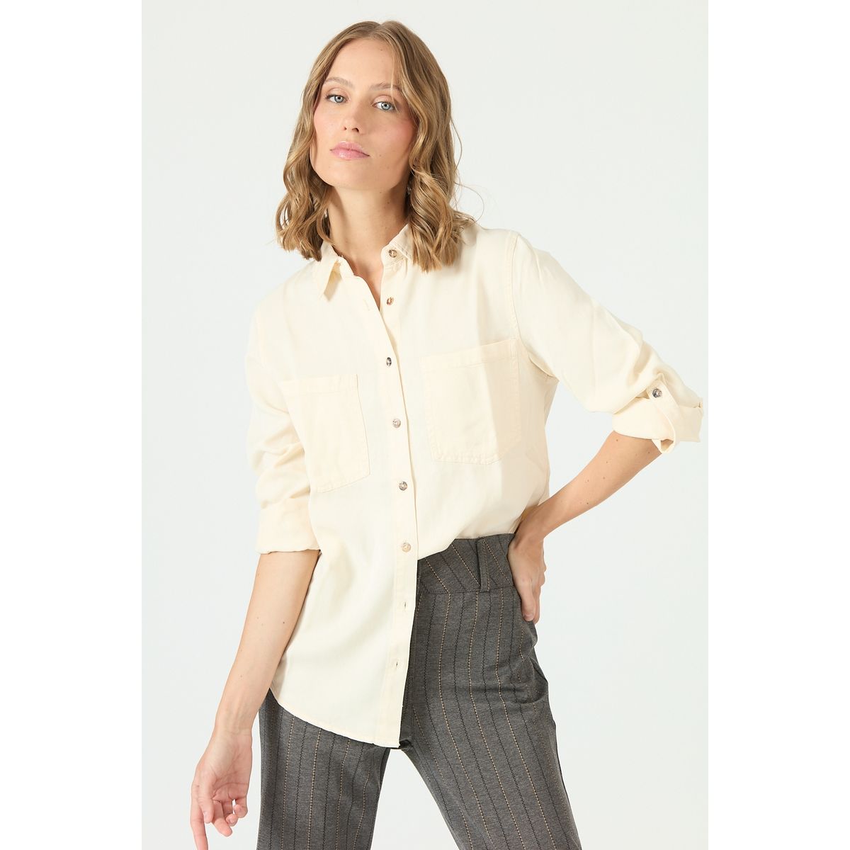 PRIVILEGE - Blusa de lyocell crudo 2176