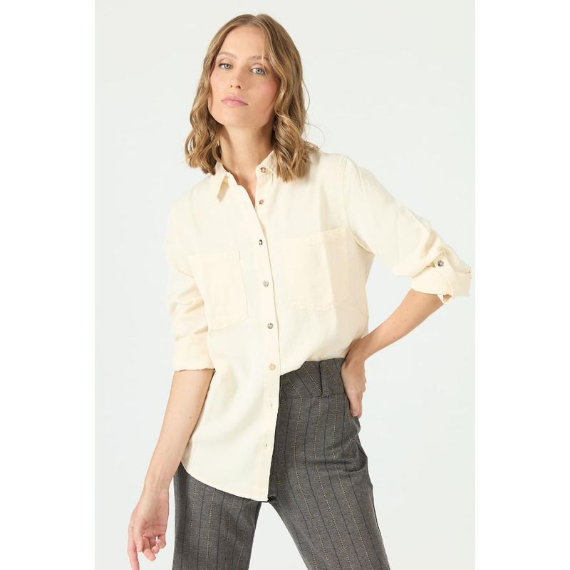 PRIVILEGE - Blusa de lyocell crudo PRIVILEGE 2176 - Crudo