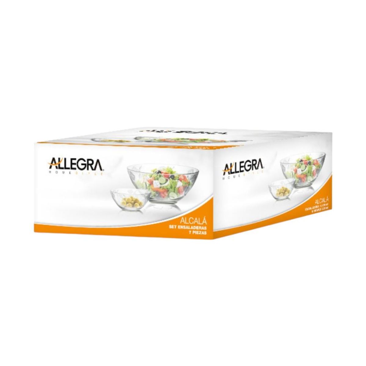 ALLEGRA - Set de 7 Piezas de vidrio Ensaladera 1800ml Allegra